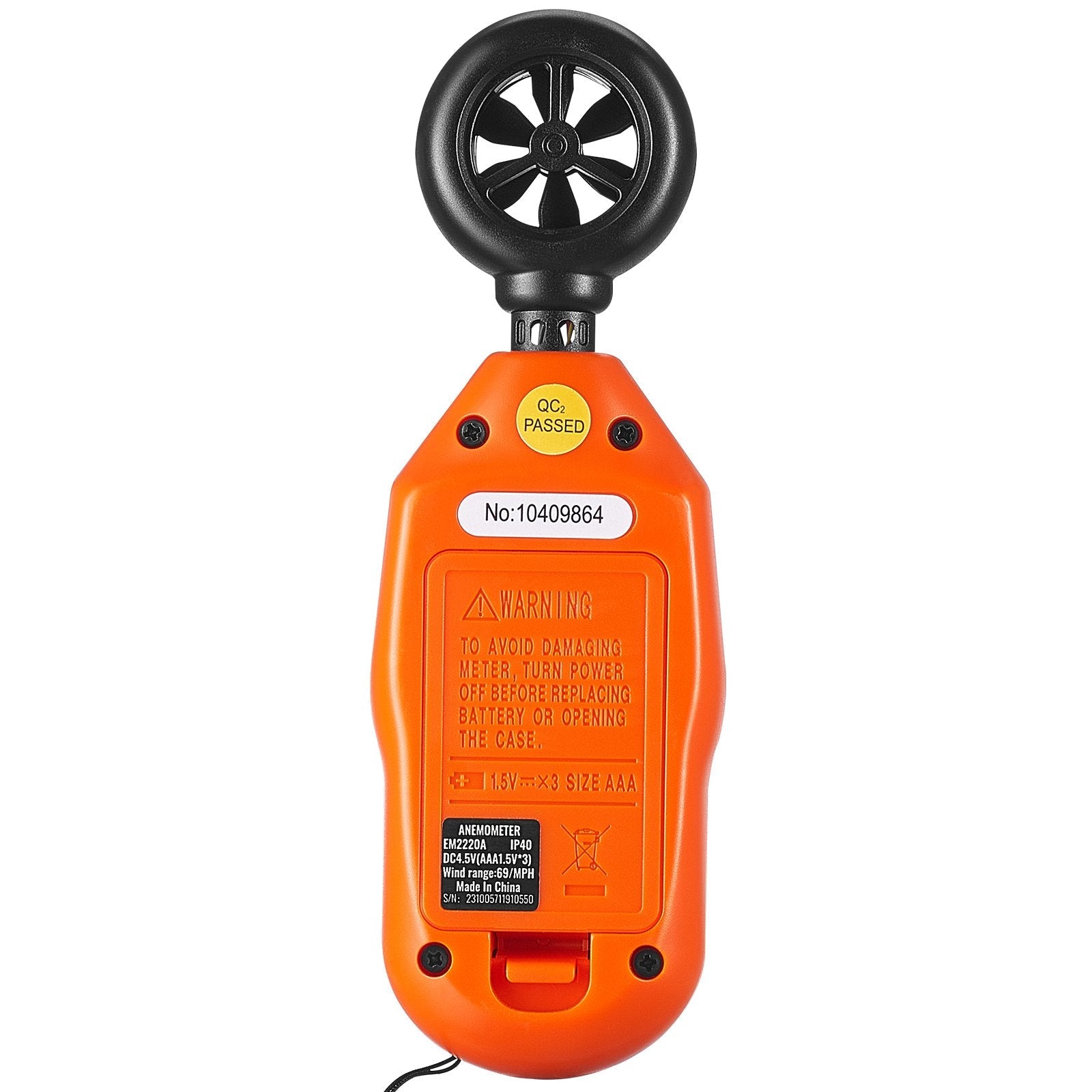 VEVOR Handheld Anemometer, 14?-113?, Digital Wind Speed Meter Gauge with LED Backlight Screen, Measures Wind Velocity Wind Temperature Air Flow Wind Chill, for Sailing Surfing Drone Flying HVAC 