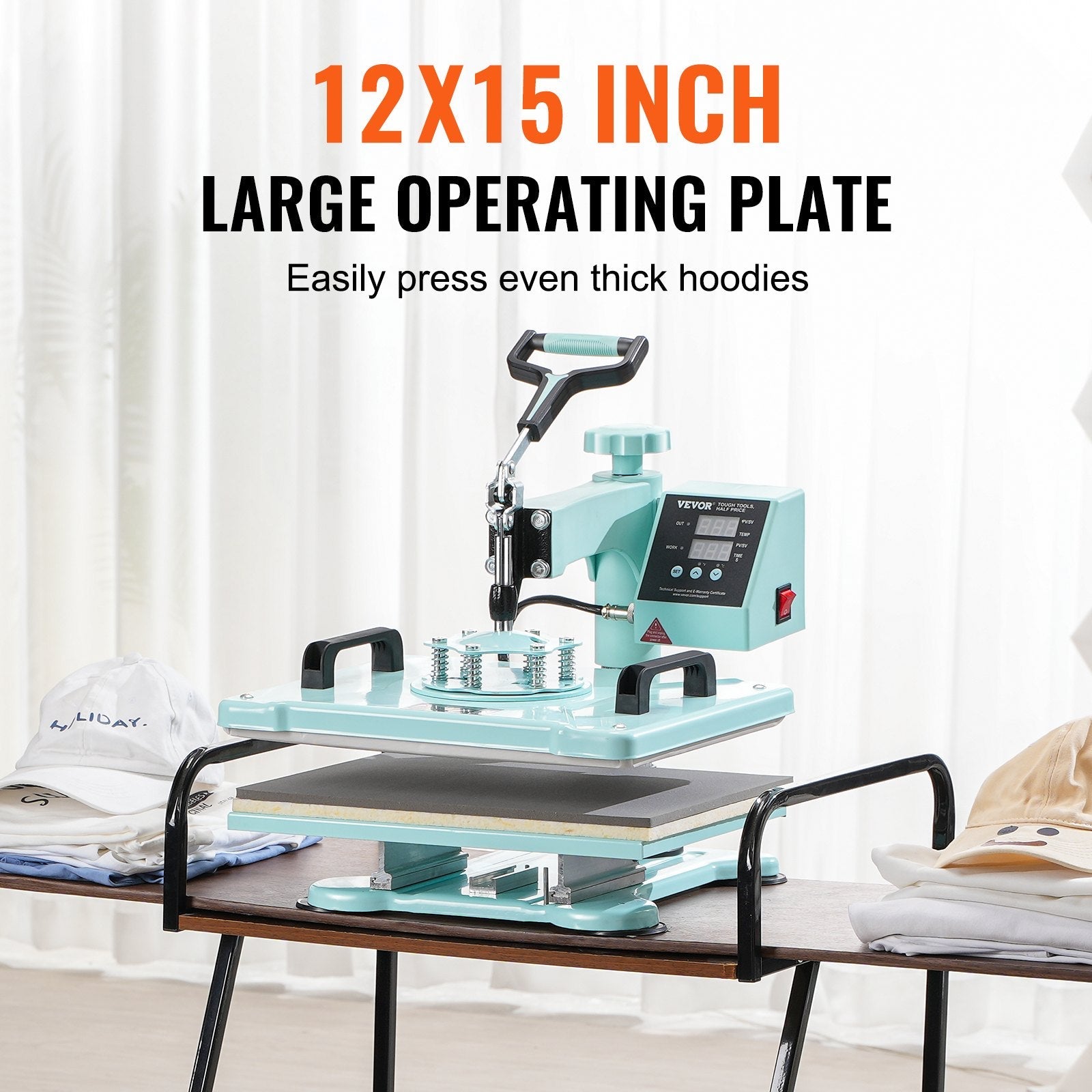 VEVOR Heat Press Machine 12x15 in 2 in 1 Heat Transfer Machine for T-Shirts Hats 