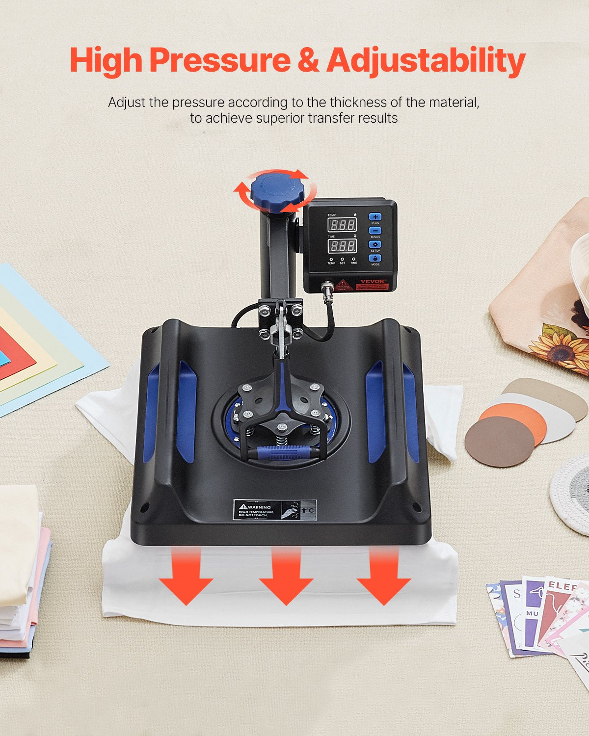 Heat Press Machine Sublimation Machine 15 x 15 inch 8 In 1 Blue Heat Press Set 