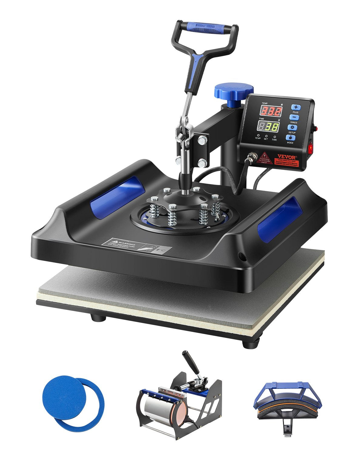 Heat Press Machine Sublimation Machine 15 x 15 inch 8 In 1 Blue Heat Press Set 