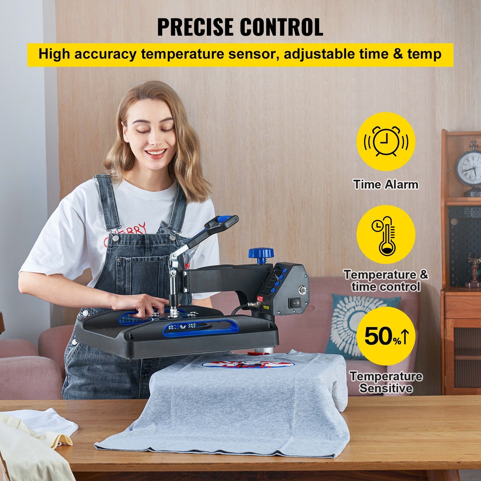 VEVOR Heat Press Machine, 15 x 15 Inches, Fast Heating, 360 Swing Away Digital Sublimation T-Shirt Vinyl Transfer Printer with Anti-Scald Surface, Canvas Bag, Pillow, Banner, ETL Listed, Blue 