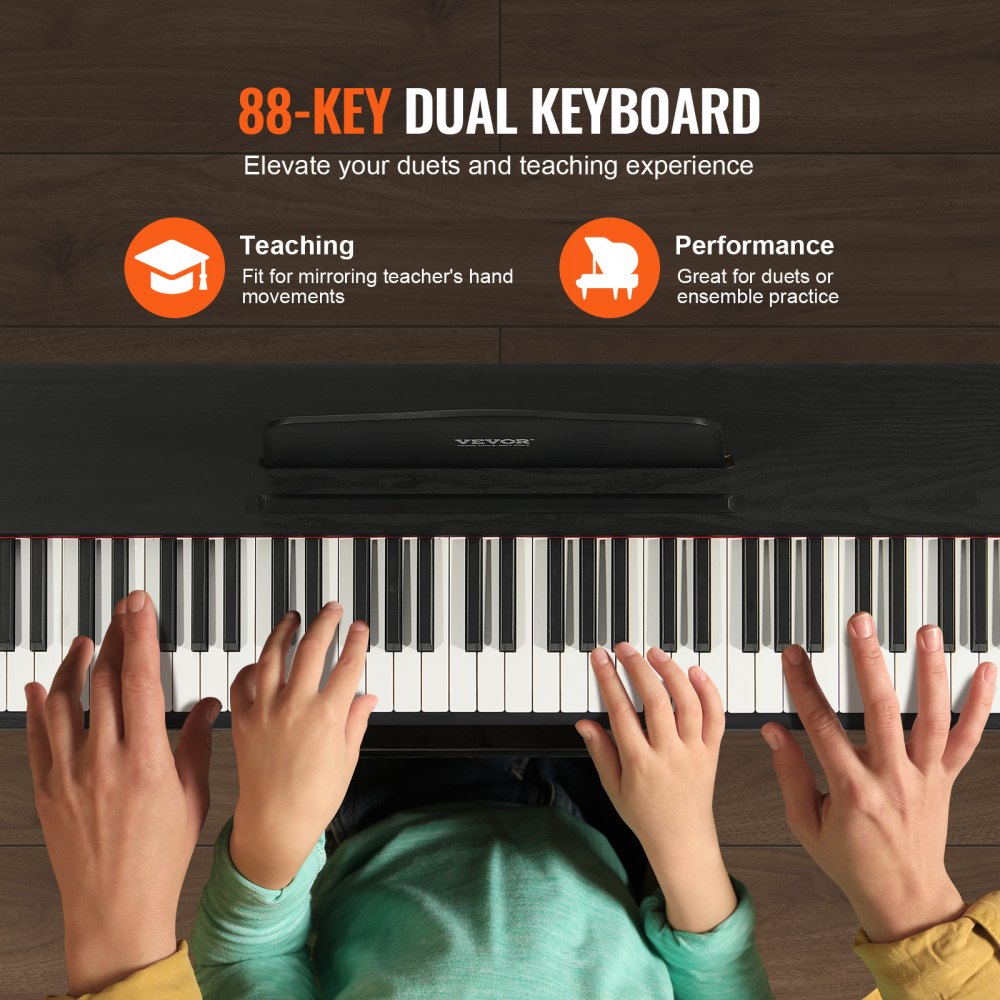 VEVOR 88 Key Fully Weighted Digital Piano Dual Keyboard Simple Cabinet Bracket 