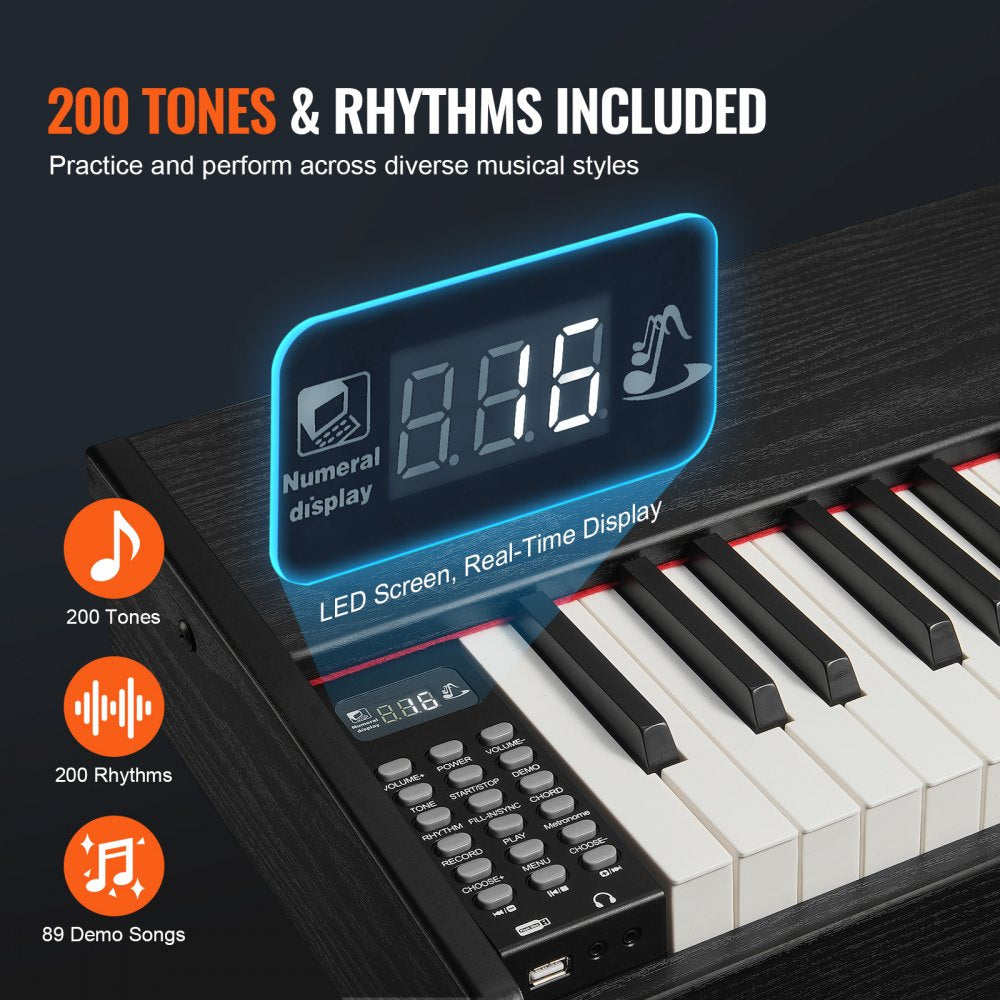 VEVOR 88 Key Fully Weighted Digital Piano Dual Keyboard Simple Cabinet Bracket 