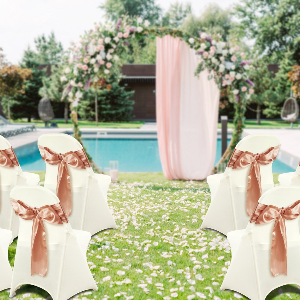 VEVOR Stretch Spandex Folding Chair Covers, Universal Fitted Chair Cover, Removable Washable Protective Slipcovers, for Wedding, Holiday, Banquet, Party, Celebration, Dining (50PCS Ivory White) 