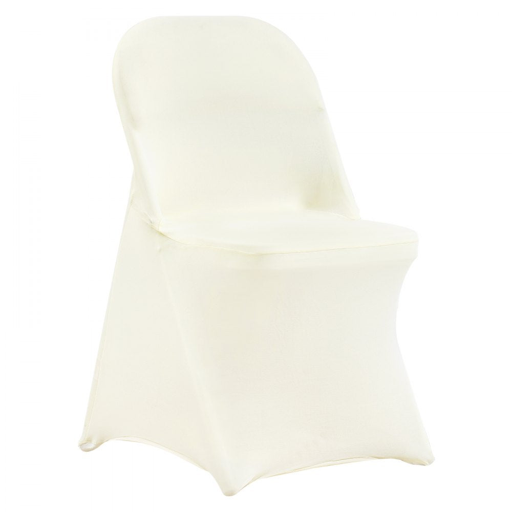 VEVOR Stretch Spandex Folding Chair Covers, Universal Fitted Chair Cover, Removable Washable Protective Slipcovers, for Wedding, Holiday, Banquet, Party, Celebration, Dining (50PCS Ivory White) 