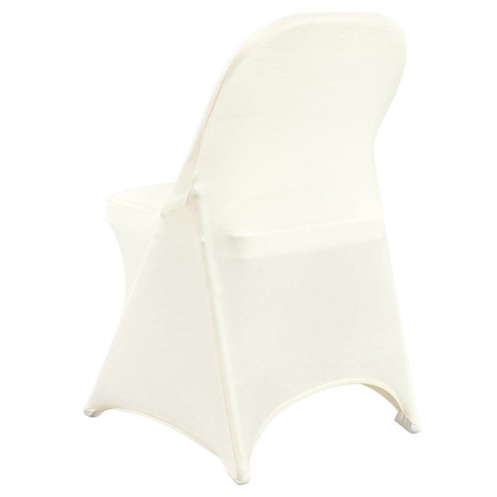 VEVOR Stretch Spandex Folding Chair Covers, Universal Fitted Chair Cover, Removable Washable Protective Slipcovers, for Wedding, Holiday, Banquet, Party, Celebration, Dining (50PCS Ivory White) 