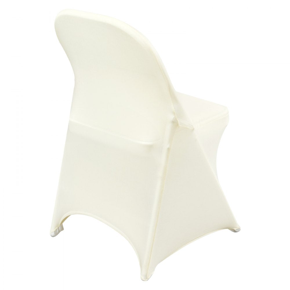 VEVOR Stretch Spandex Folding Chair Covers, Universal Fitted Chair Cover, Removable Washable Protective Slipcovers, for Wedding, Holiday, Banquet, Party, Celebration, Dining (50PCS Ivory White) 