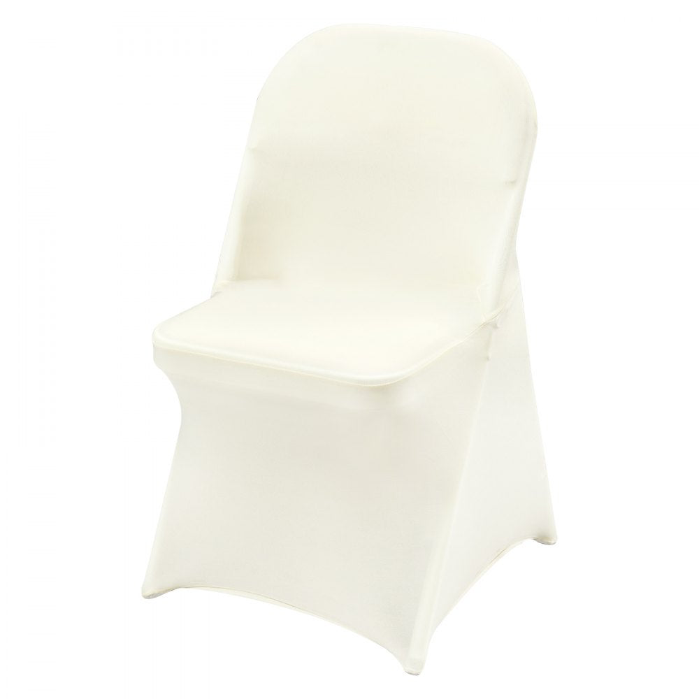 VEVOR Stretch Spandex Folding Chair Covers, Universal Fitted Chair Cover, Removable Washable Protective Slipcovers, for Wedding, Holiday, Banquet, Party, Celebration, Dining (50PCS Ivory White) 