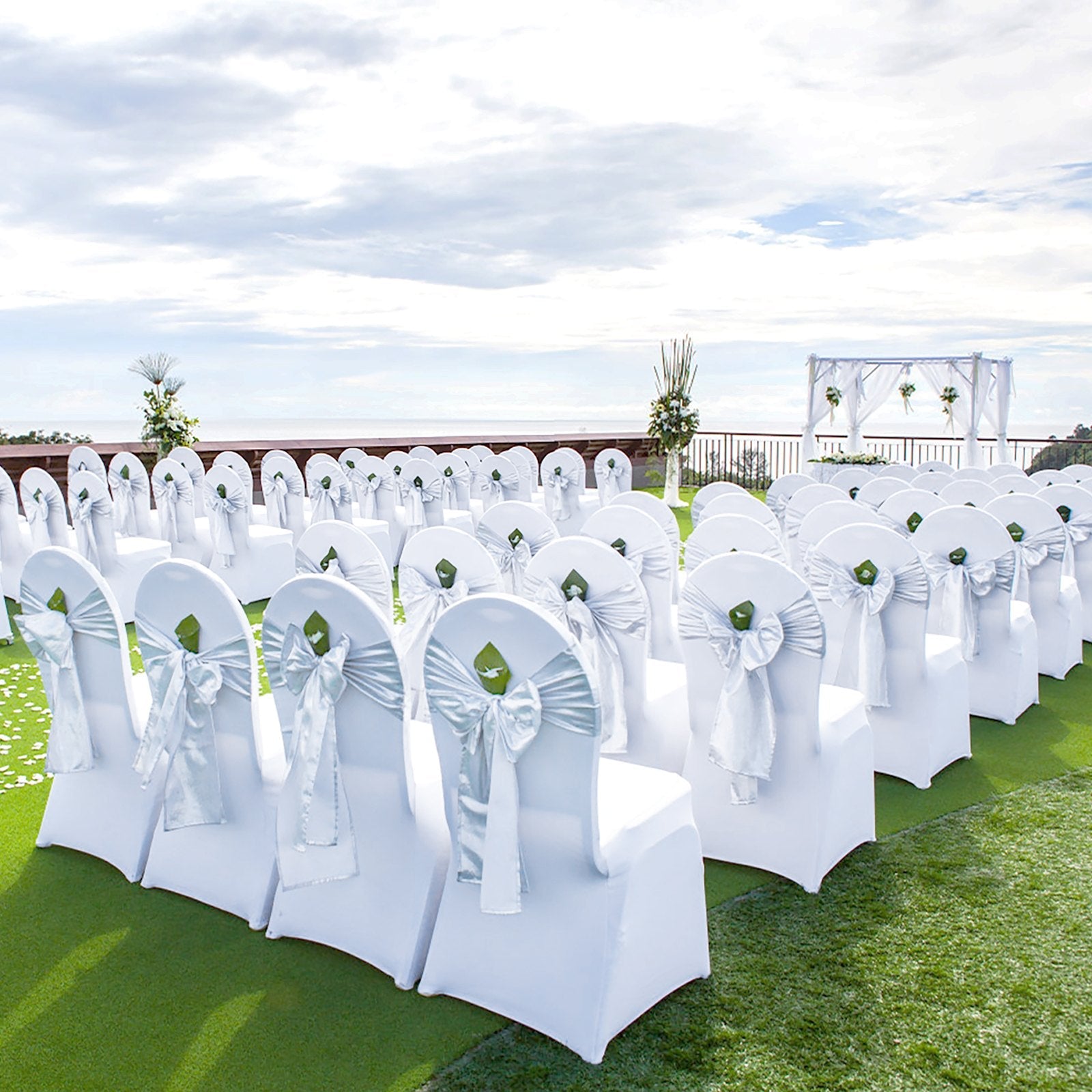 VEVOR Stretch Spandex Folding Chair Covers, Universal Fitted Chair Cover, Removable Washable Protective Slipcovers, for Wedding, Holiday, Banquet, Party, Celebration, Dining (12PCS White) 