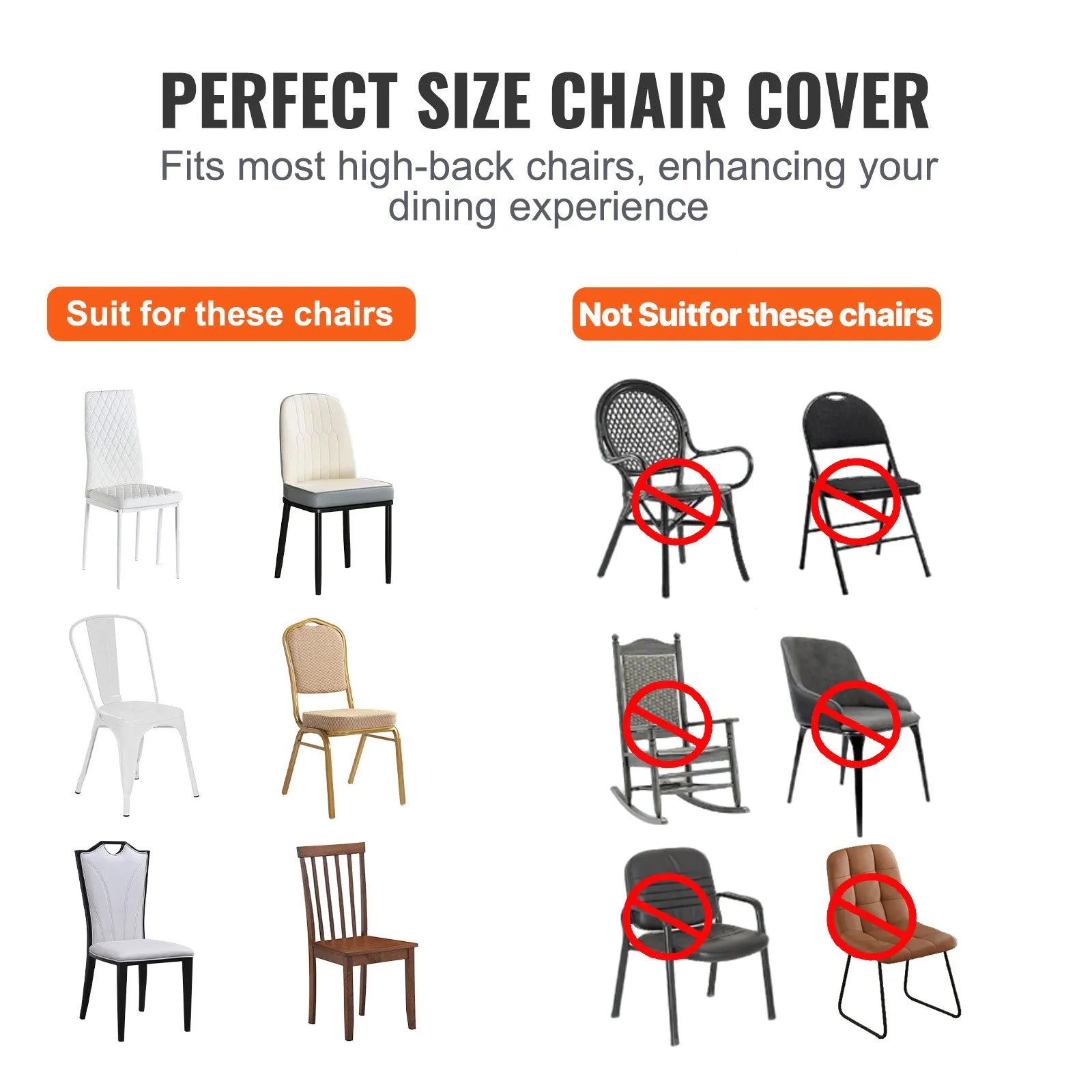 VEVOR Stretch Spandex Folding Chair Covers, Universal Fitted Chair Cover, Removable Washable Protective Slipcovers, for Wedding, Holiday, Banquet, Party, Celebration, Dining (200PCS White)