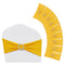 VEVOR Stretch Spandex Chair Sashes, Chair Slipcover and Stretch Chair Sash with Round Buckle, Elastic Chair Bands, Fitting Wedding, Holiday, Banquet, Party Chair Decoration (100 PCS Golden Yellow)