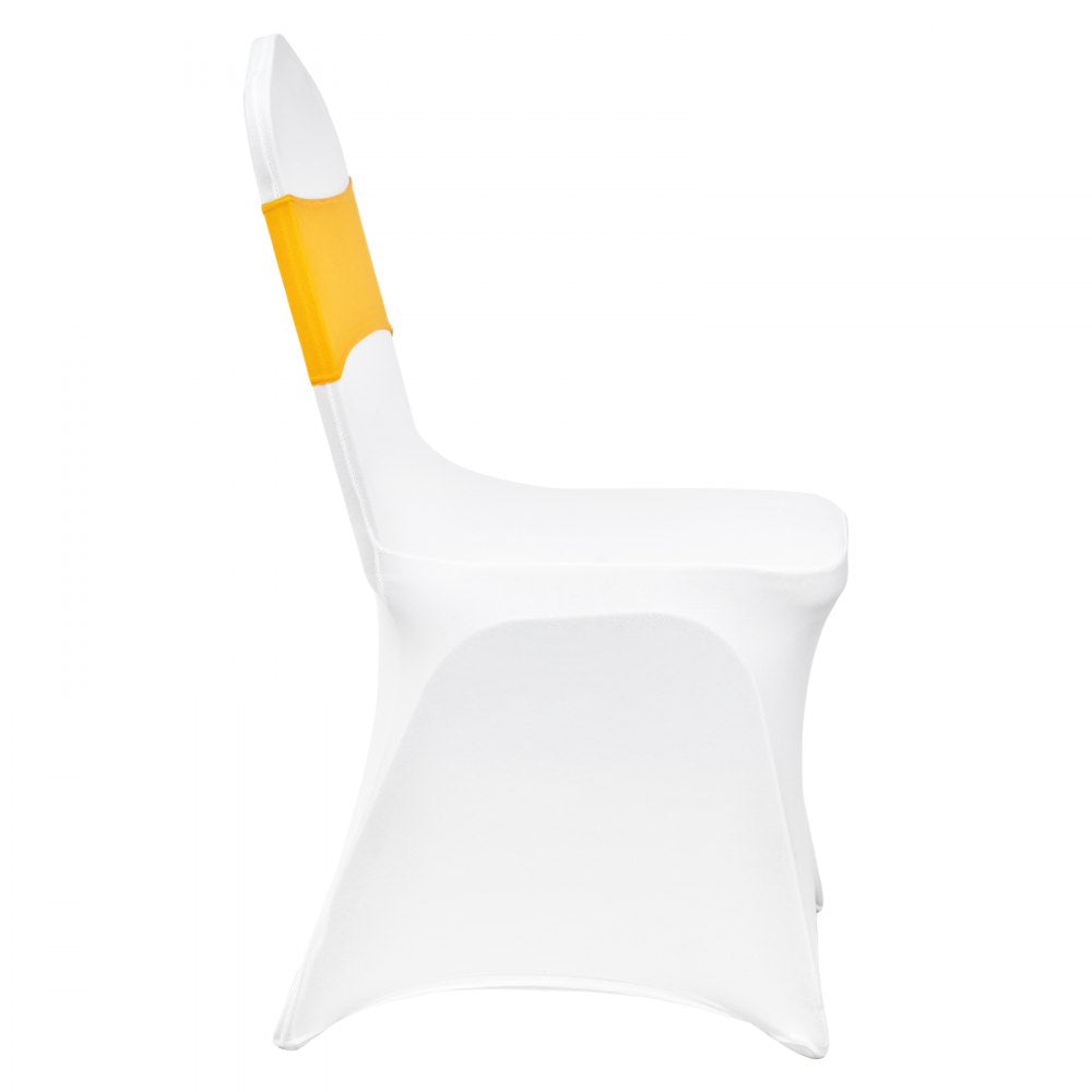 VEVOR Stretch Spandex Folding Chair Covers, Universal Fitted Chair Cover with Chair Sashes, Removable Washable Protective Slipcovers, for Wedding, Holiday, Banquet, Party, Dining (30 Set Gold & White) 