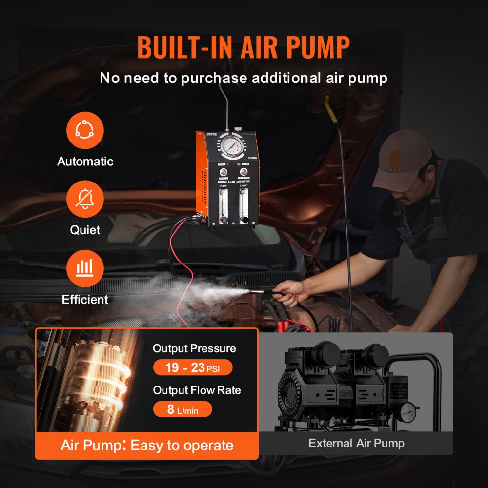 VEVOR Automotive Smoke Machine EVAP Vacuum Leak Detector with Built-in Air Pump 