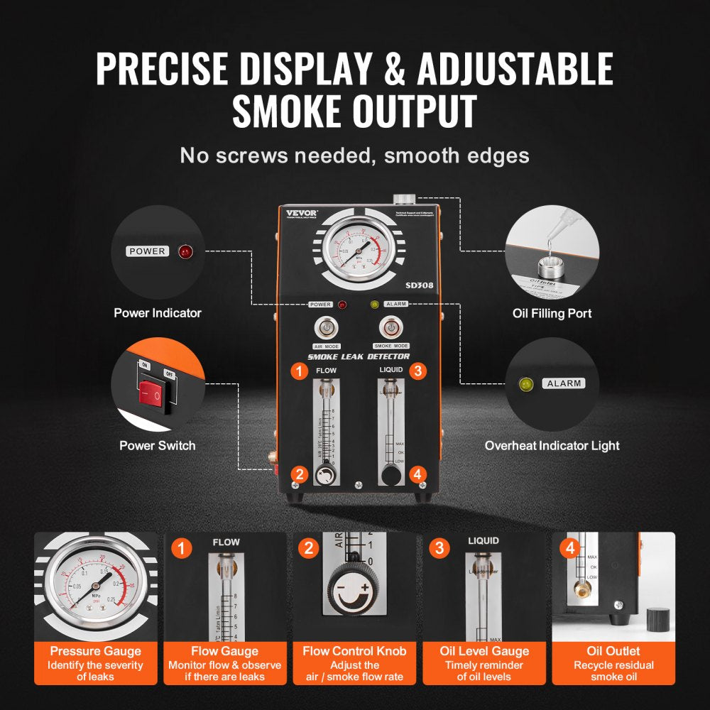VEVOR Automotive Smoke Machine EVAP Vacuum Leak Detector with Built-in Air Pump 