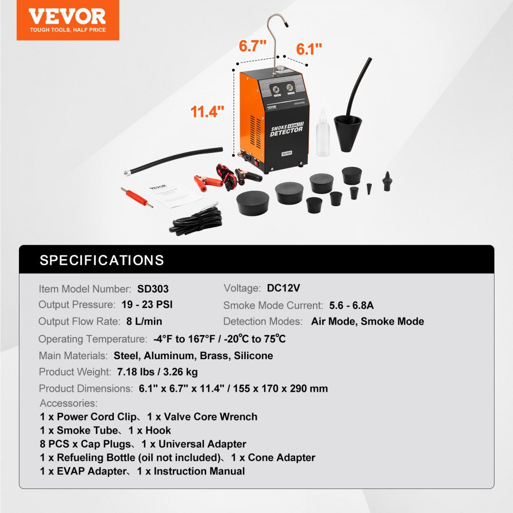 VEVOR Automotive Smoke Machine Leak Detector EVAP Fuel Smoke Machine Leak Tester 