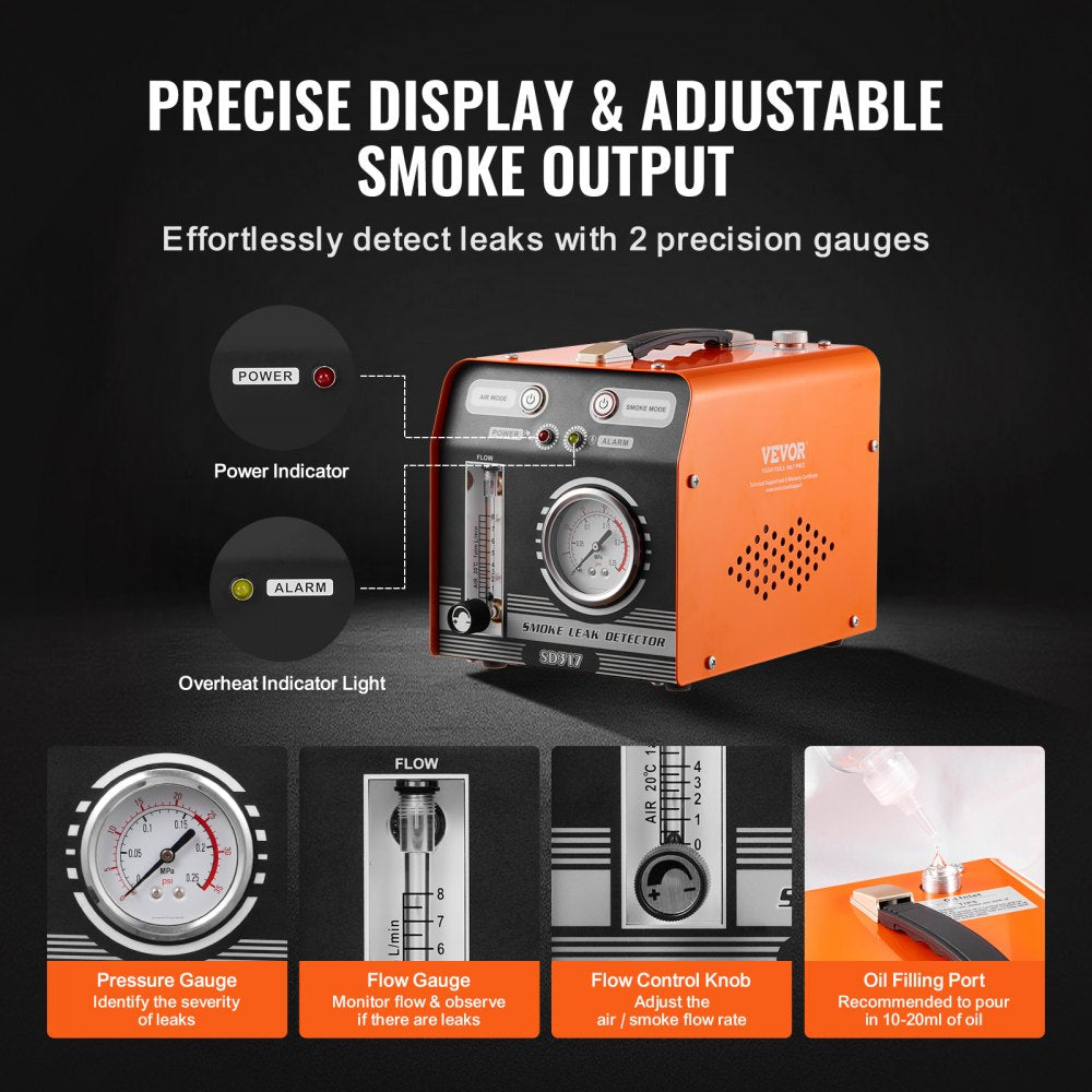 VEVOR Automotive Smoke Machine Leak Detector Vacuum Fuel Leak Detection Tester 