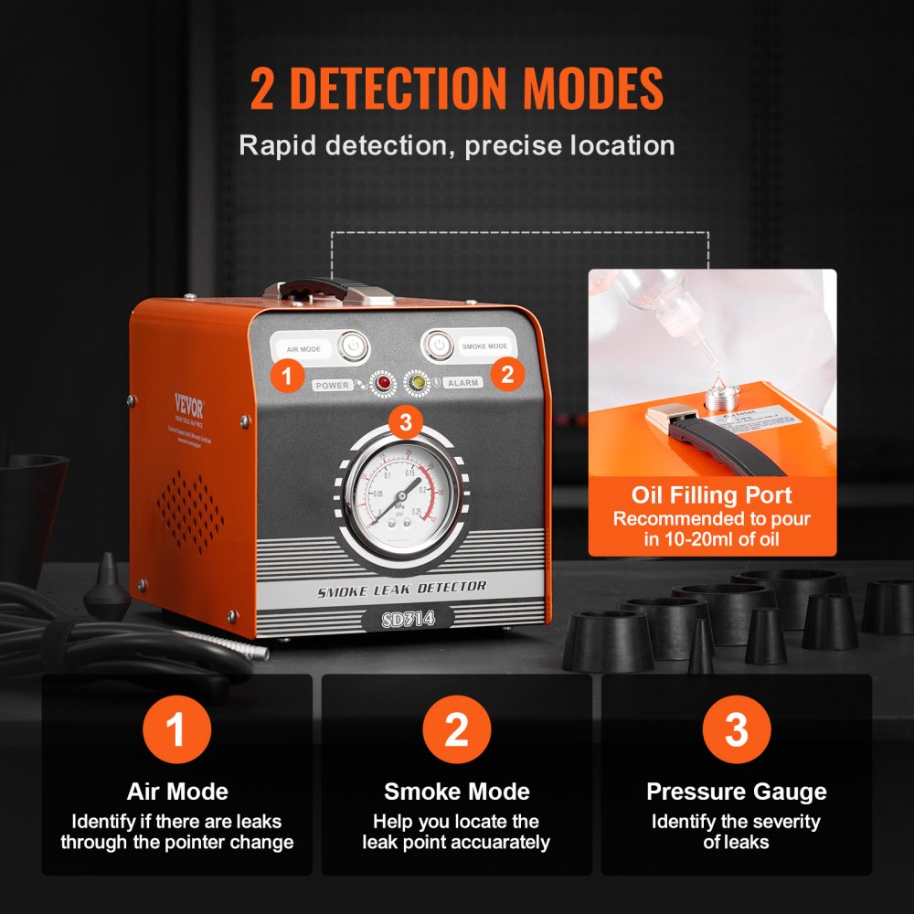 VEVOR Automotive Smoke Machine Leak Detector EVAP Vacuum Diagnostic Leak Tester 