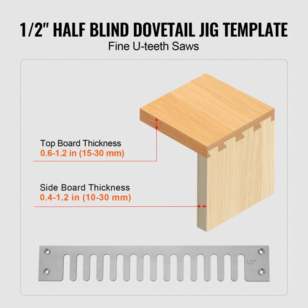 12" Dovetail Jig for Woodworking, Precision Router Jig with 5 Router Bits & 4 Templates for Half-Blind, Through & Sliding Dovetail Joints