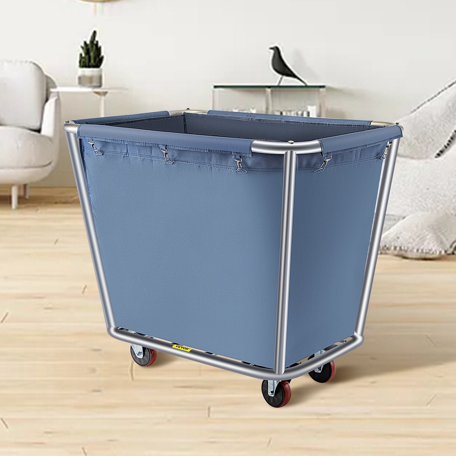 VEVOR Basket Truck Steel Canvas Laundry Basket 8 Bushel Truck Cap Basket Cart 