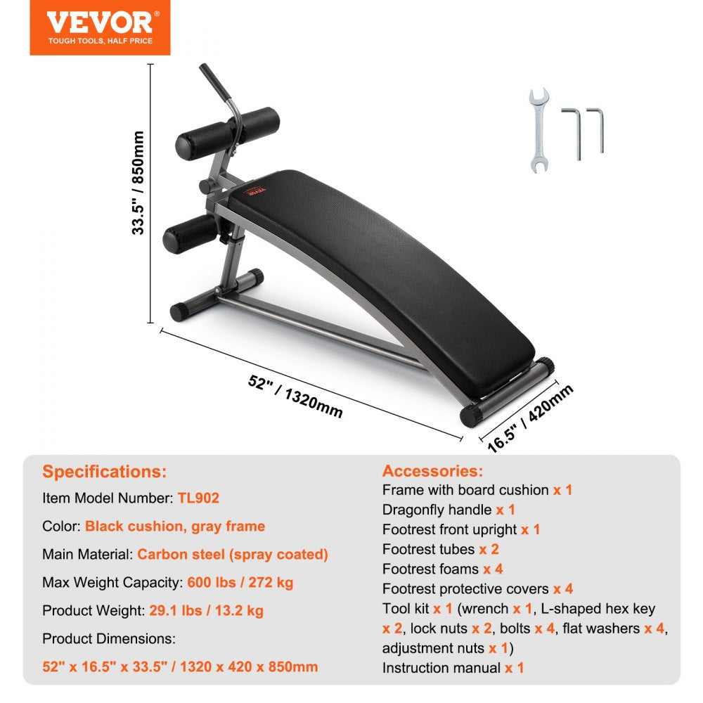 VEVOR Weight Bench Adjustable Situp Incline Bench for Home Gym Strength Training 