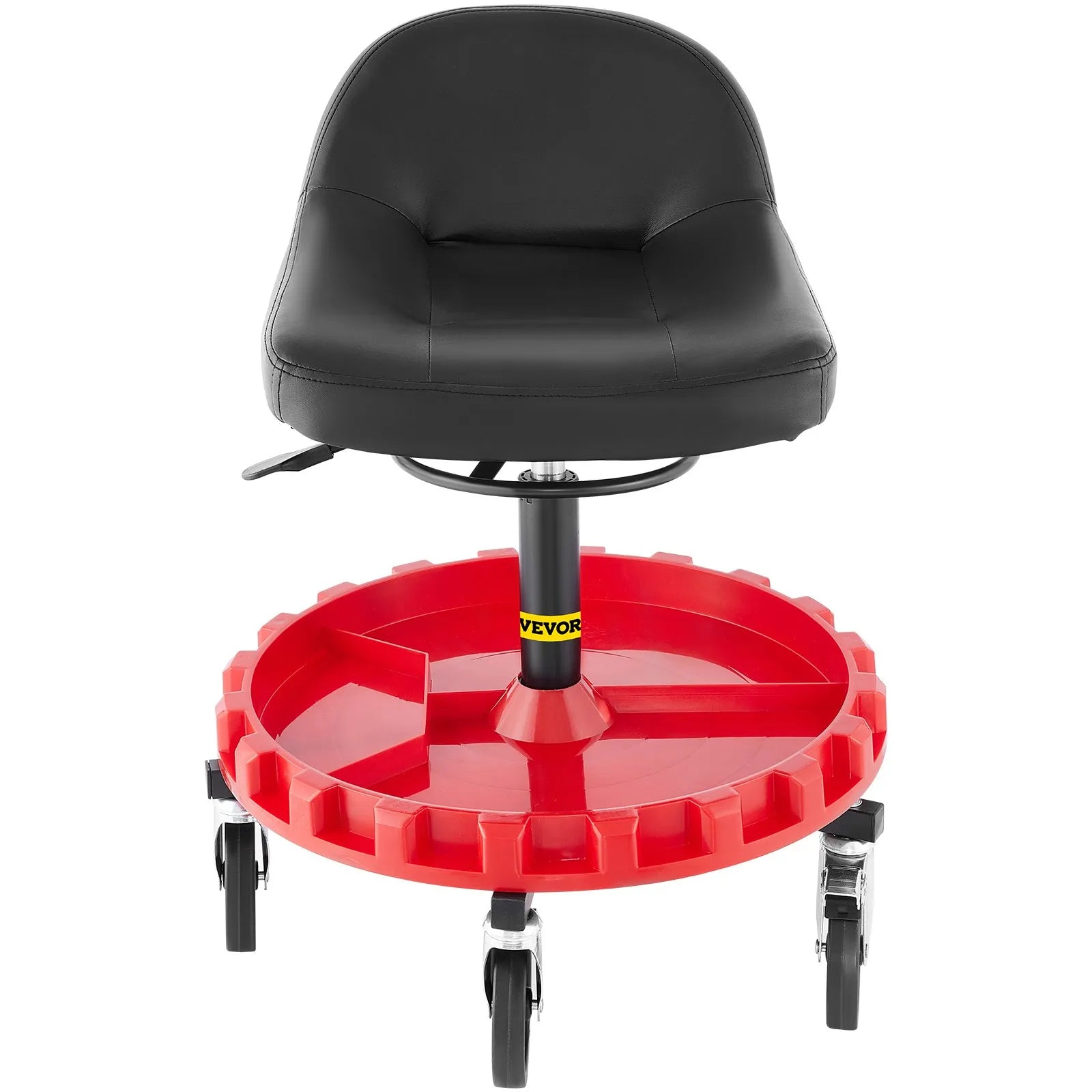VEVOR Shop Stool, 400 LBS Rolling Garage Stool, 18” to 23” Adjustable Height Mobile Rolling Gear Seat, Round Tray Garage Pneumatic Stool, All-Terrain 5" Casters with Two Brakes Mechanic Seat