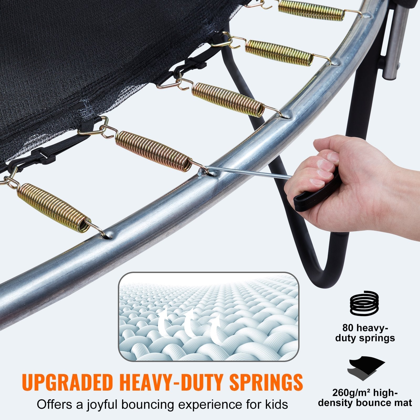 VEVOR 14FT Trampoline, 450 lbs Trampoline with Enclosure Net, Ladder, and Curved Pole, Heavy Duty Trampoline with Jumping Mat and Spring Cover Padding, Outdoor Recreational Trampolines 