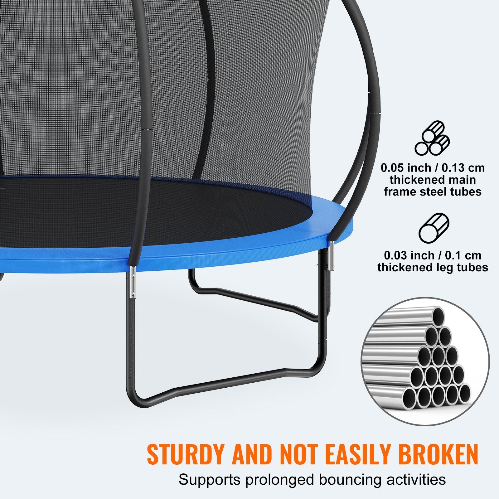 VEVOR 14FT Trampoline, 450 lbs Trampoline with Enclosure Net, Ladder, and Curved Pole, Heavy Duty Trampoline with Jumping Mat and Spring Cover Padding, Outdoor Recreational Trampolines 