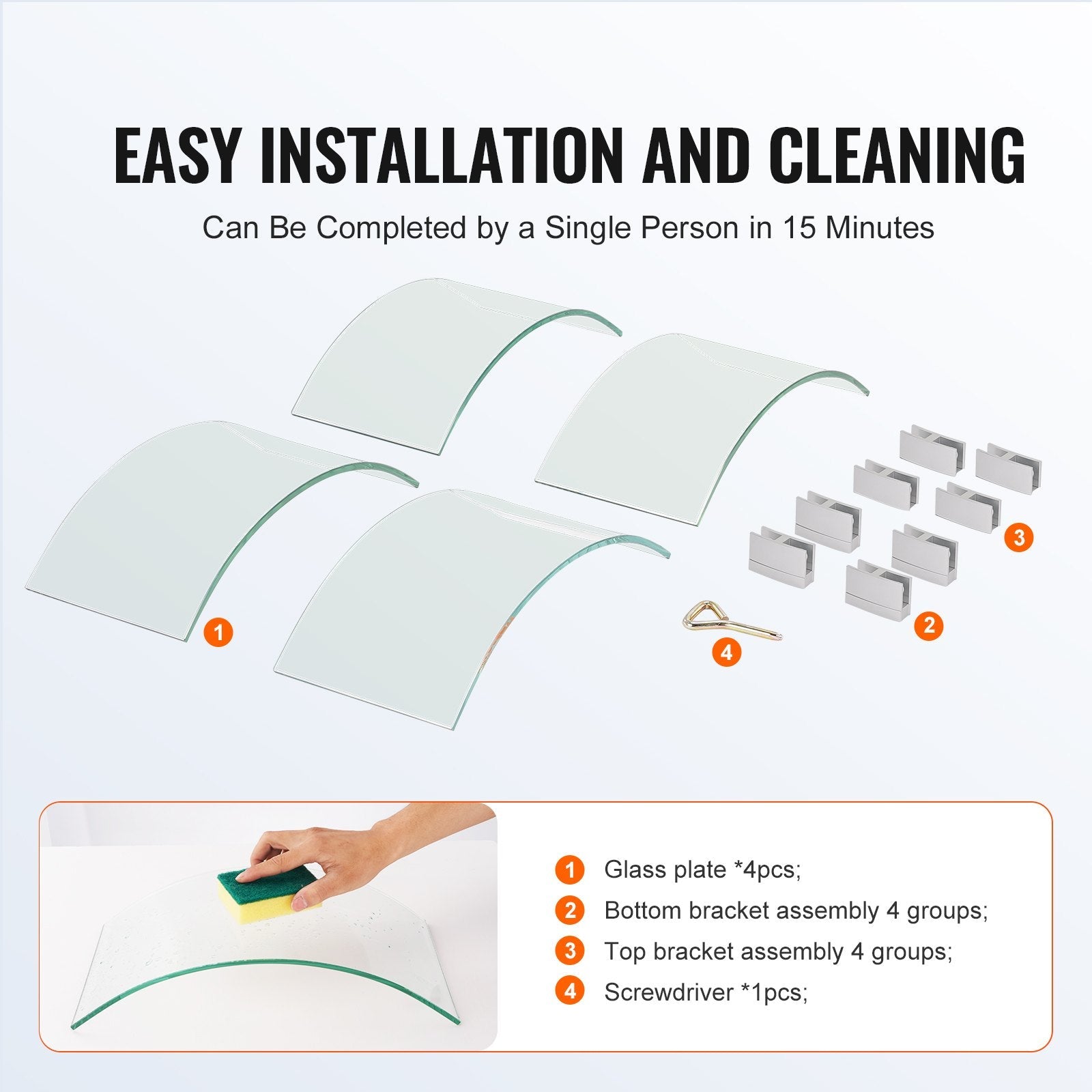 VEVOR Fire Pit Wind Guard, 26 x 26 x 6 Inch Glass Flame Guard, Round Glass Shield, 1/4-Inch Thick Fire Table, Clear Tempered Glass Flame Guard, Steady Feet Tree Pit Guard for Propane, Gas, Outdoor 