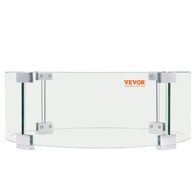 VEVOR Fire Pit Wind Guard, 26 x 26 x 6 Inch Glass Flame Guard, Round Glass Shield, 1/4-Inch Thick Fire Table, Clear Tempered Glass Flame Guard, Steady Feet Tree Pit Guard for Propane, Gas, Outdoor 