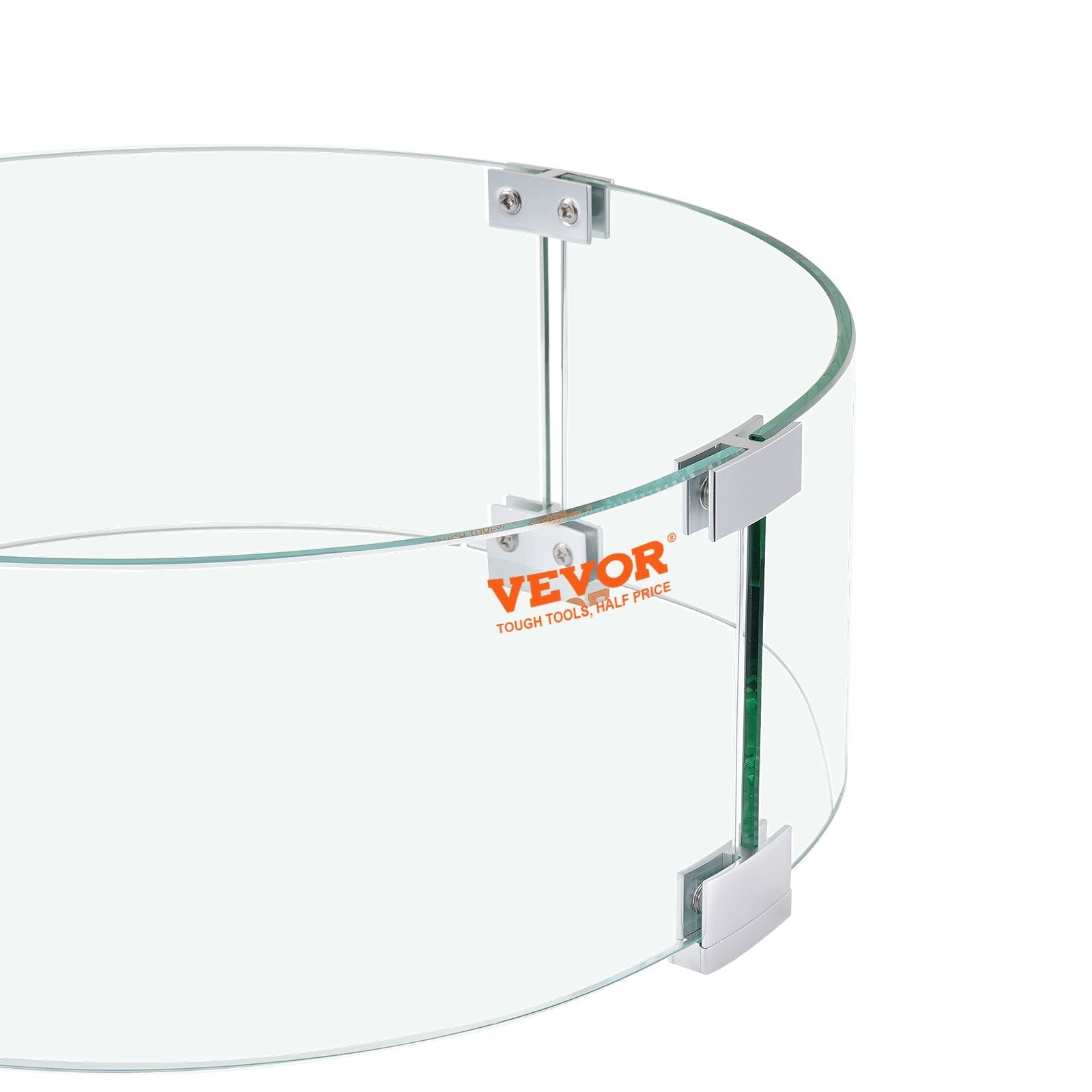 VEVOR Fire Pit Wind Guard, 26 x 26 x 6 Inch Glass Flame Guard, Round Glass Shield, 1/4-Inch Thick Fire Table, Clear Tempered Glass Flame Guard, Steady Feet Tree Pit Guard for Propane, Gas, Outdoor 