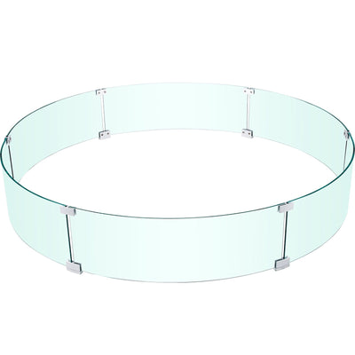 VEVOR Fire Pit Wind Guard, 47 x 47 x 8 Inch Glass Flame Guard, Round Glass Shield, 1/4-Inch Thick Fire Table, Clear Tempered Glass Flame Guard, Steady Feet Tree Pit Guard for Propane, Gas, Outdoor 
