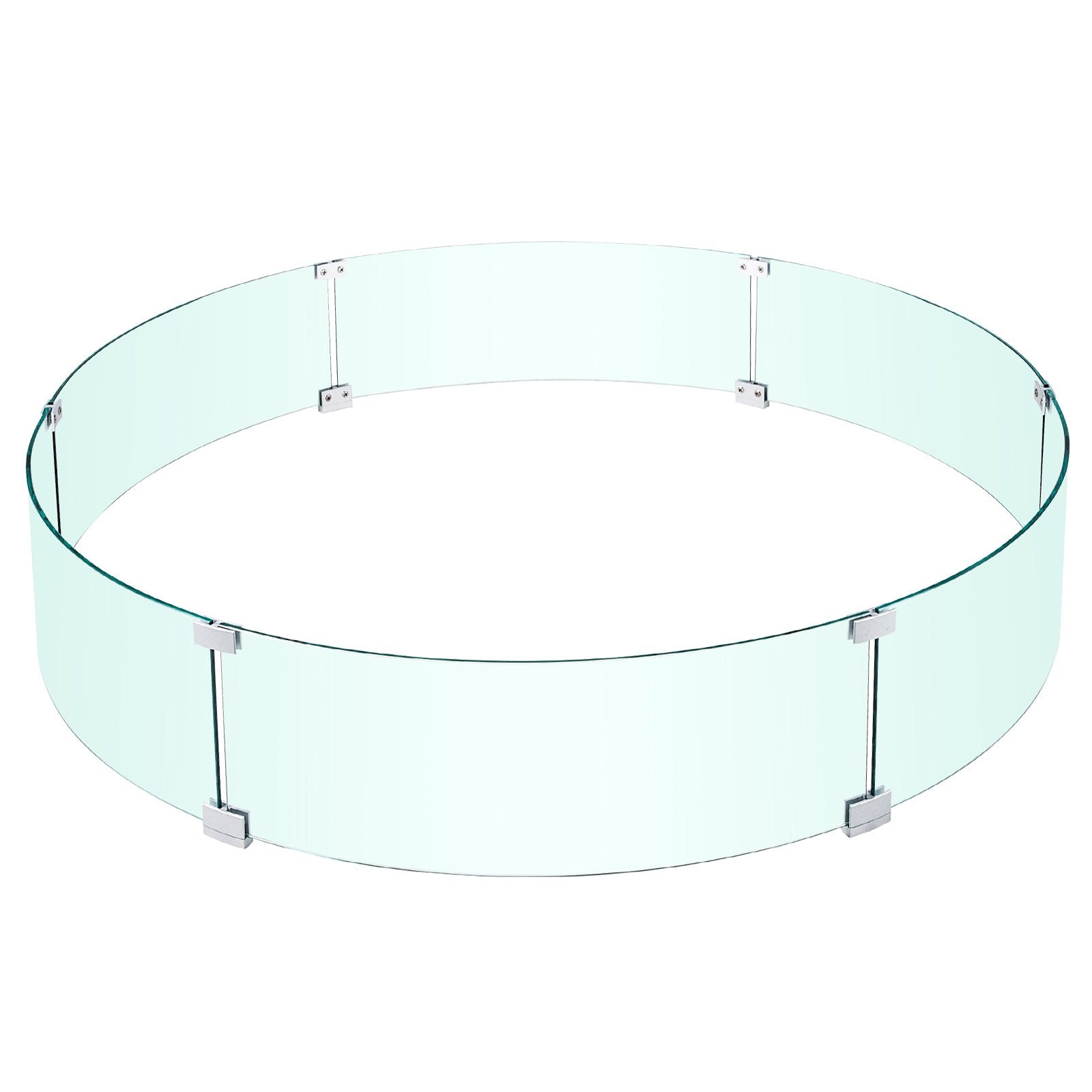 VEVOR Fire Pit Wind Guard, 47 x 47 x 8 Inch Glass Flame Guard, Round Glass Shield, 1/4-Inch Thick Fire Table, Clear Tempered Glass Flame Guard, Steady Feet Tree Pit Guard for Propane, Gas, Outdoor 