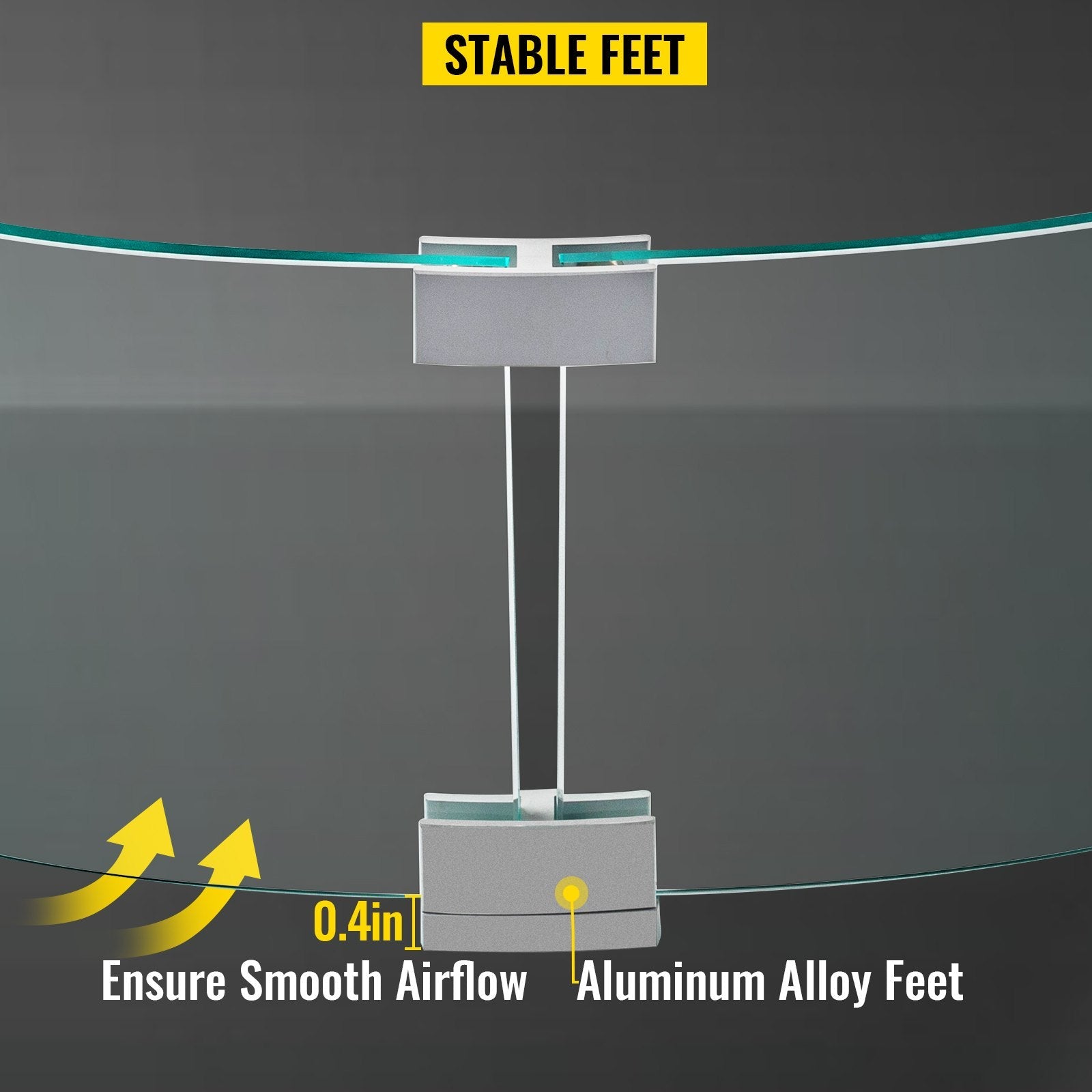 VEVOR Fire Pit Wind Guard, 47 x 47 x 8 Inch Glass Flame Guard, Round Glass Shield, 1/4-Inch Thick Fire Table, Clear Tempered Glass Flame Guard, Steady Feet Tree Pit Guard for Propane, Gas, Outdoor 