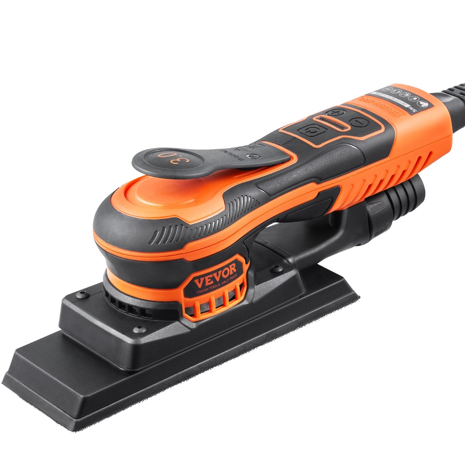 VEVOR 3/8 Sheet Sander 350W 6 Speeds Brushless Finishing Sander for Woodworking 