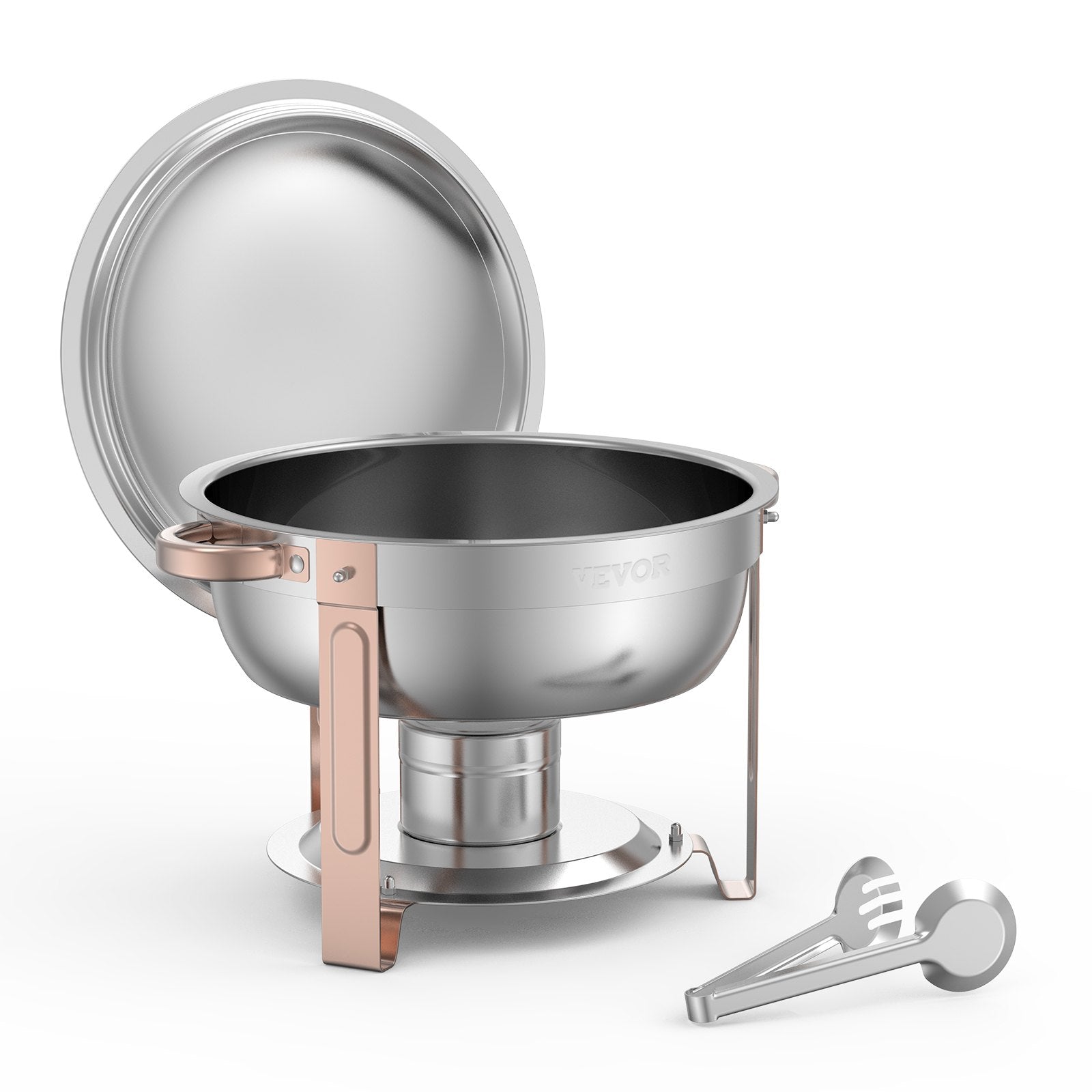VEVOR 5 Qt 4 Pack Round Chafing Dish Buffet Set Full-Size Pan Stainless Steel 