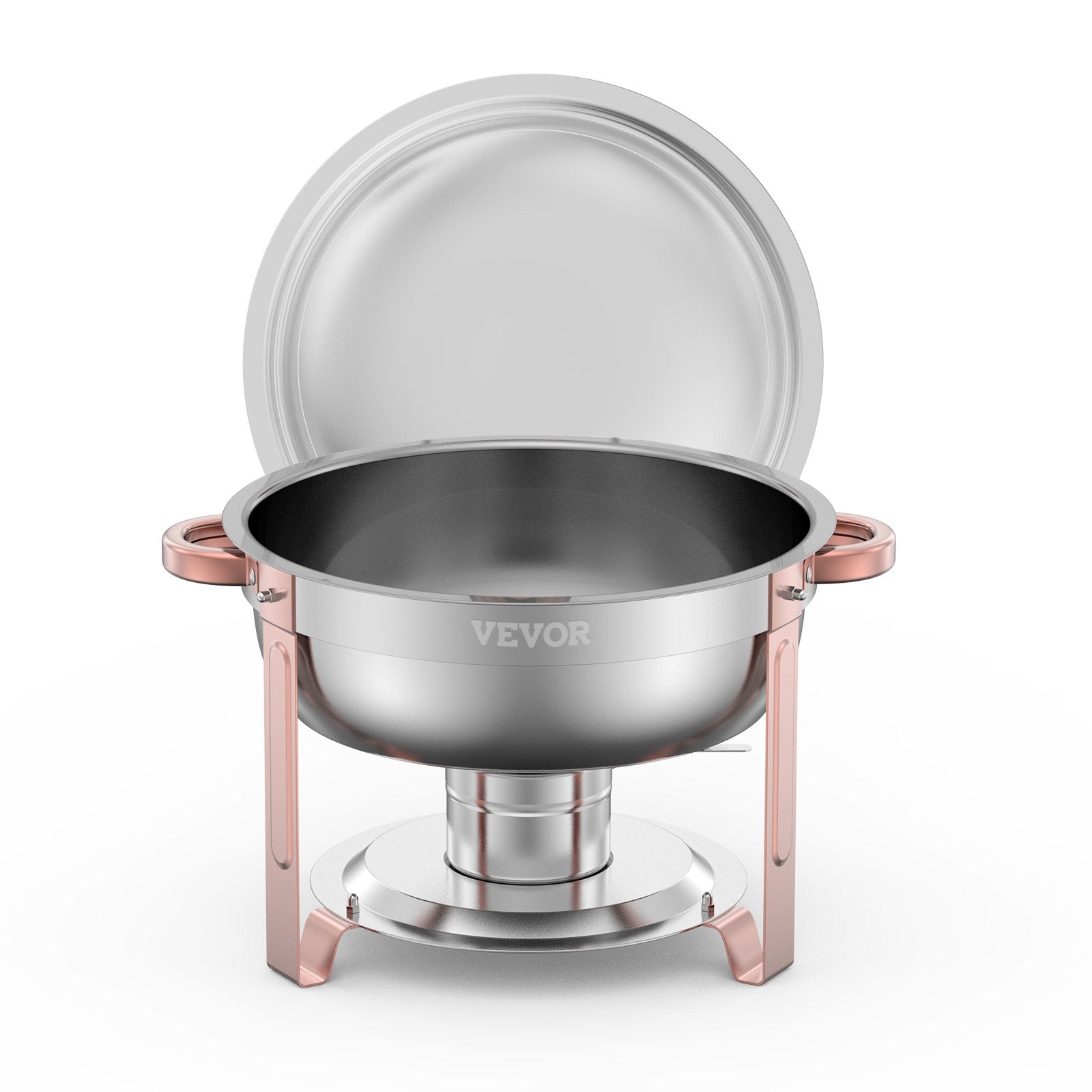 VEVOR 5 Qt 4 Pack Round Chafing Dish Buffet Set Full-Size Pan Stainless Steel 