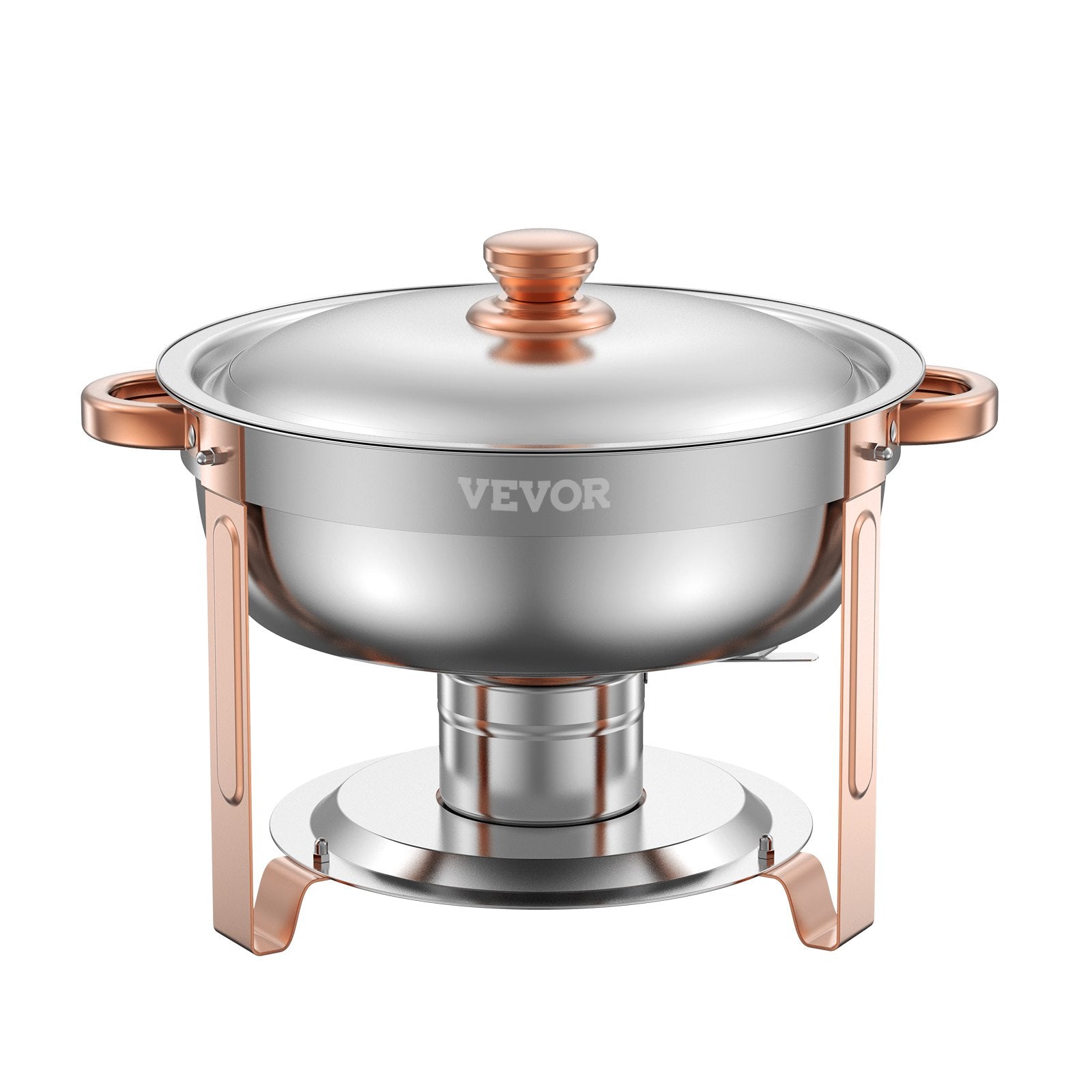 VEVOR 5 Qt 4 Pack Round Chafing Dish Buffet Set Full-Size Pan Stainless Steel 