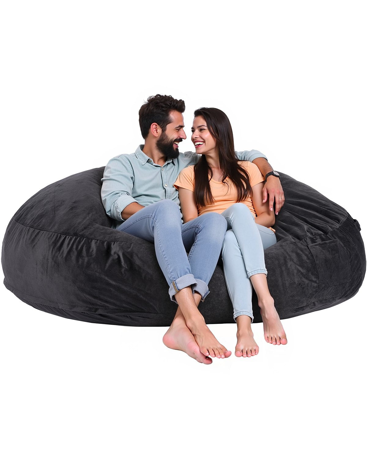 VEVOR Round Bean Bag Chair with Removable & Washable Cover for Adult Giant Black 