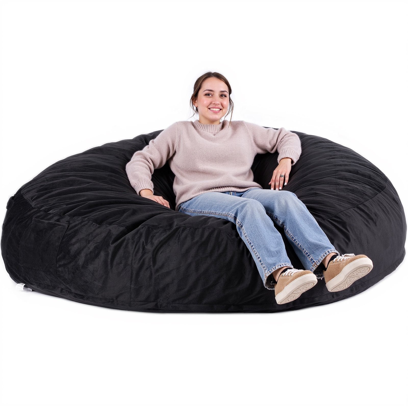 VEVOR Round Bean Bag Chair with Removable & Washable Cover for Adult Giant Black 