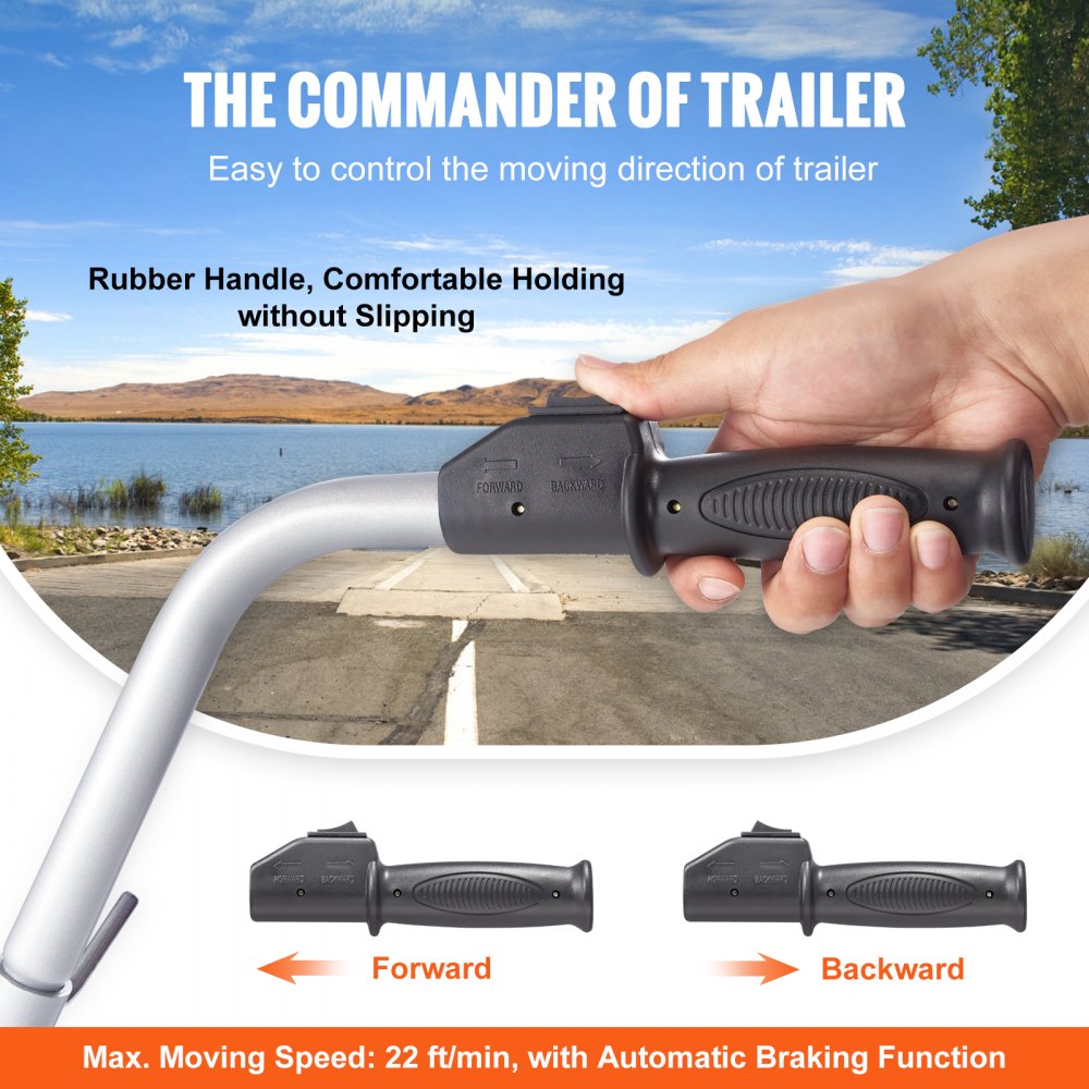 VEVOR Electric Trailer Dolly, 5000lbs Towing Capacity, 350W 12V Trailer Jockey Wheel with 22 ft/min Moving Speed, 12''-24.8'' Adjustable Clamp Height & 8'' Rubber Tire, for Moving Trailer Caravan Boat 