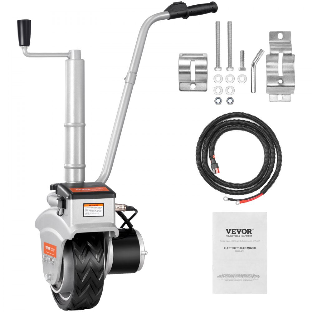 VEVOR Electric Trailer Dolly, 5000lbs Towing Capacity, 350W 12V Trailer Jockey Wheel with 22 ft/min Moving Speed, 12''-24.8'' Adjustable Clamp Height & 8'' Rubber Tire, for Moving Trailer Caravan Boat 