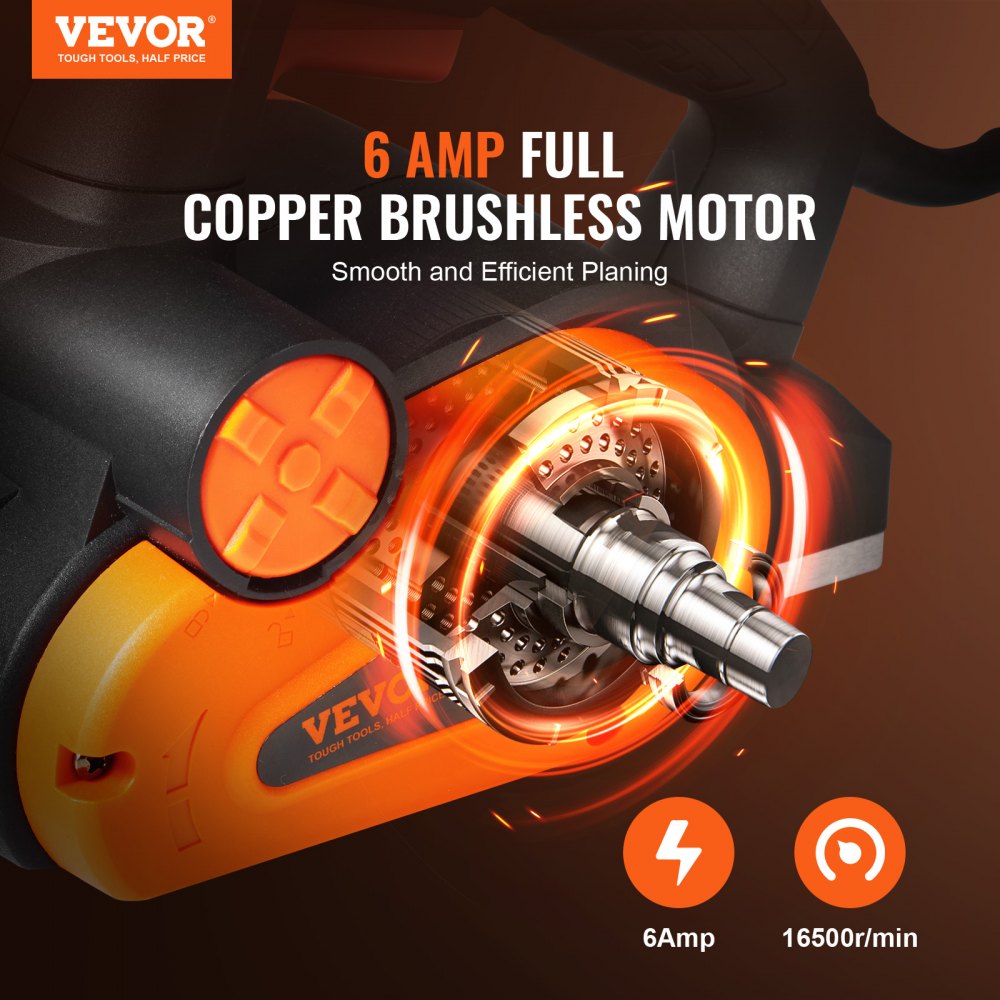 VEVOR Electric Hand Planer, 3-1/4" width Corded Electric Hand Planer, 16500 RPM High-Speed Powerful Electric Handheld Planers for Woodworking, Wood Chamfer DIY, Smooth Finish Carpentry Tool, FCC-SDoC 