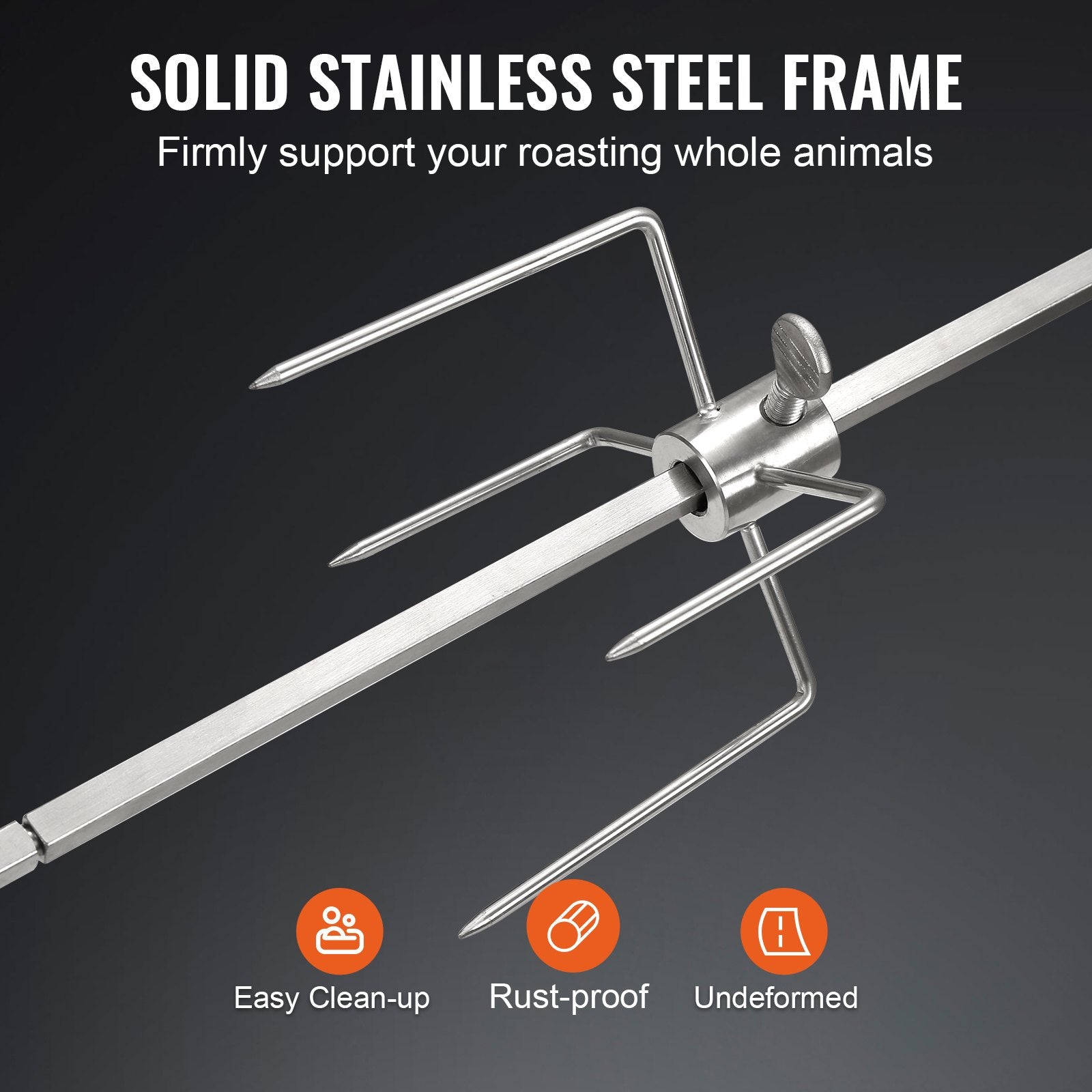 VEVOR BBQ Rotisserie Ring Kit for 22" Kettle Charcoal Grills Stainless Steel 