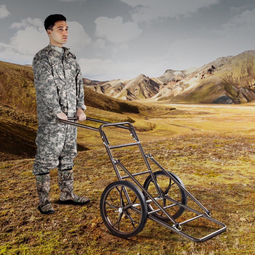 VEVOR Folding Deer Cart Game Hauler Utility Gear Dolly 500 LBS Capacity 