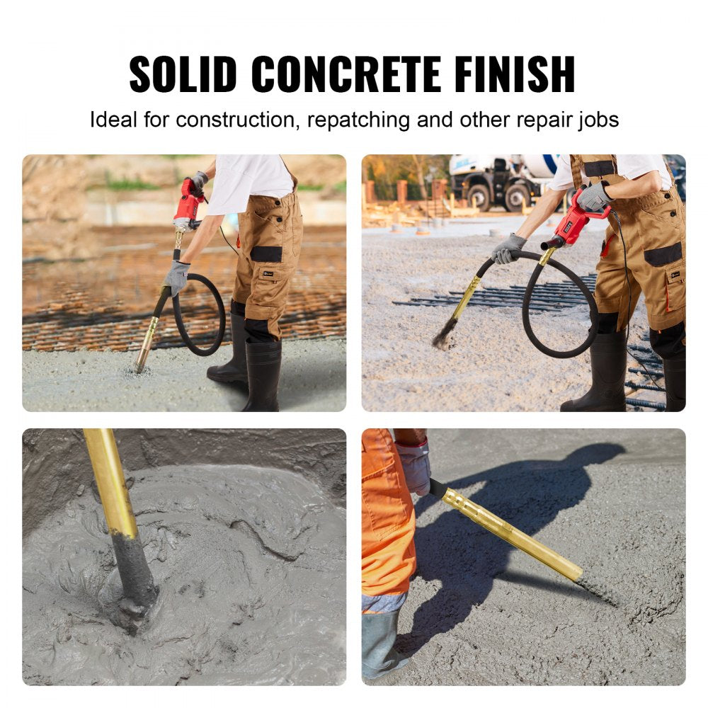 VEVOR Handheld Concrete Vibrator, 800W Electric Vibrator 13000 VPM, Electric Concrete Vibrating Tool With 6.6ft / 2m Shaft Rod, Portable Pencil Cement Vibrator Remove Air Bubble and Mix Concrete 