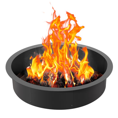 VEVOR Fire Pit Ring Round 40” Outer 36” Inner Steel Liner DIY Campfire Firepit 