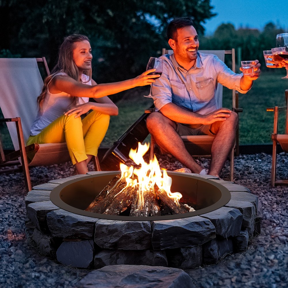 VEVOR Fire Pit Ring Round 45 Inch Outer Steel Liner DIY Campfire Ring Firepit 
