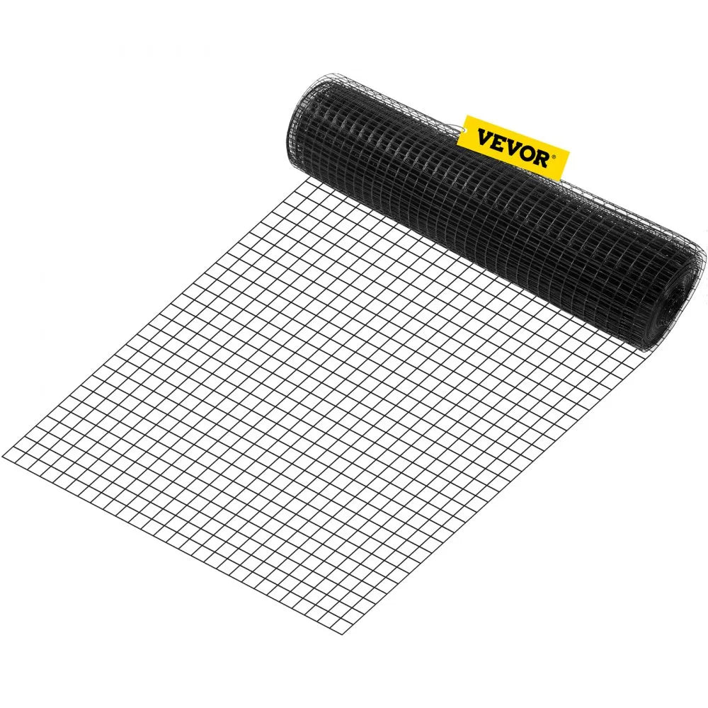 VEVOR Hardware Cloth, 24" x 100' & 1"x1" Mesh Size, Galvanized Steel Vinyl Coated 16 gauge Welded Wire, w/A Cutting Plier & A Pair of Fabric Gloves, for Garden Fencing & Pet Enclosures, Black