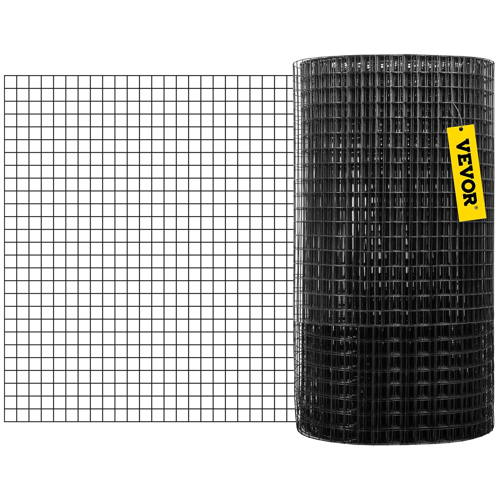 VEVOR Hardware Cloth, 48" x 50' & 1"x1" Mesh Size, Galvanized Steel Vinyl Coated 16 gauge Welded Wire, w/A Cutting Plier & A Pair of Fabric Gloves, for Garden Fencing & Pet Enclosures, Black 