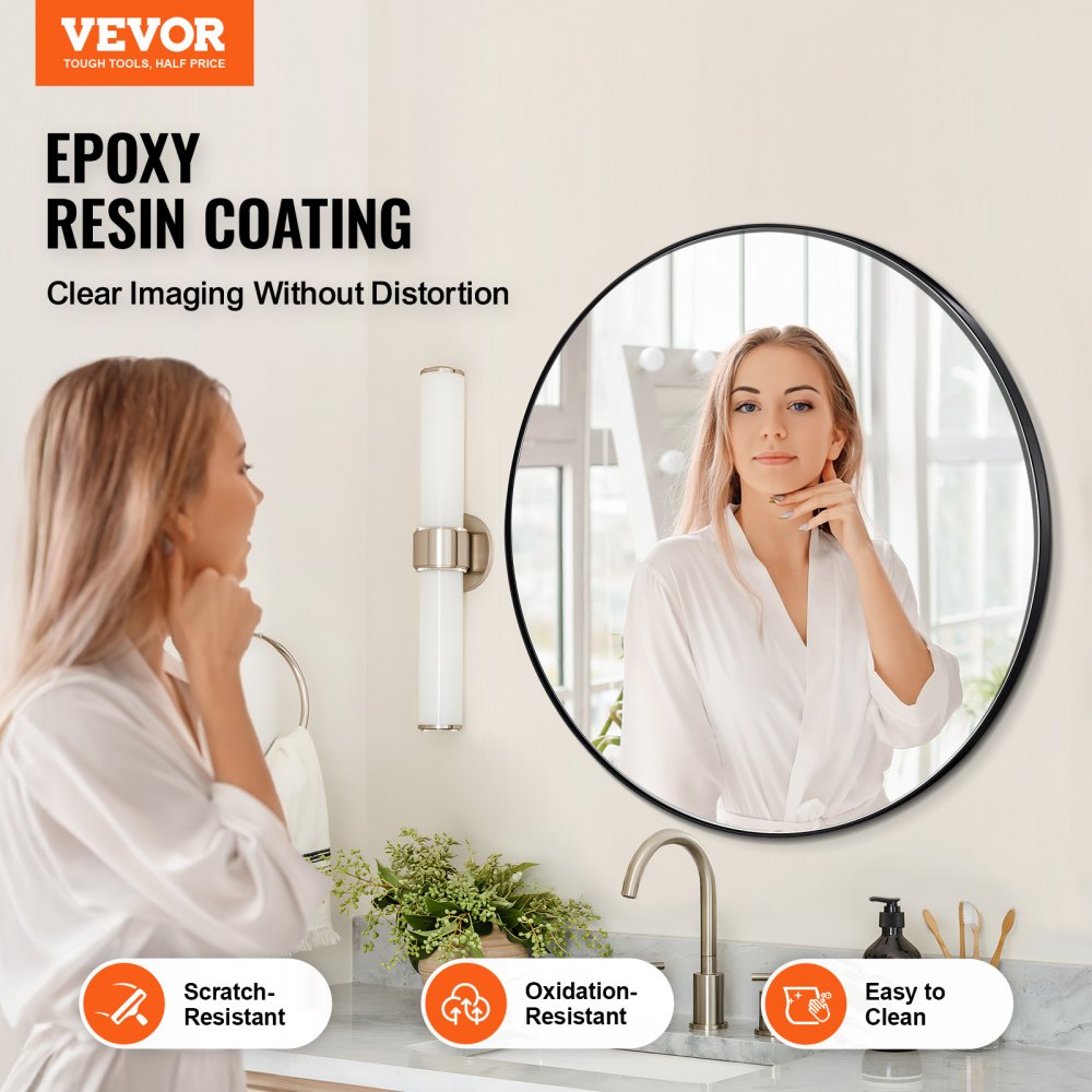 VEVOR Round Wall Mounted Mirror 30 in Mirror with Aluminium Alloy Frame 